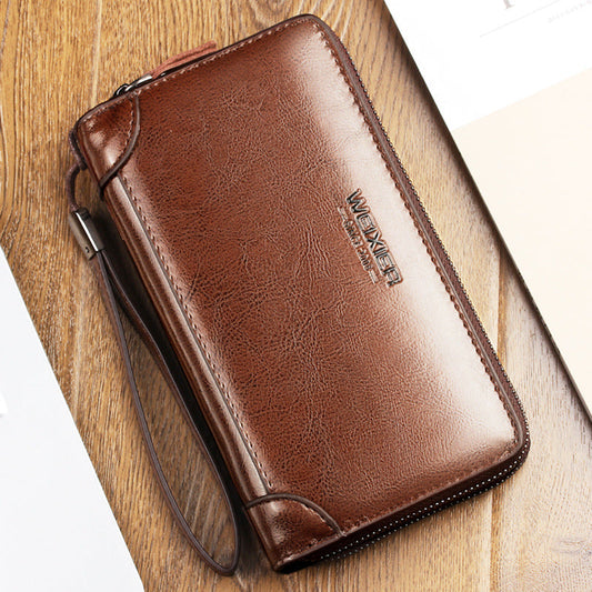 Weixer Men's Premium Leather Clutch - Waterproof Business Wristlet & Organizer