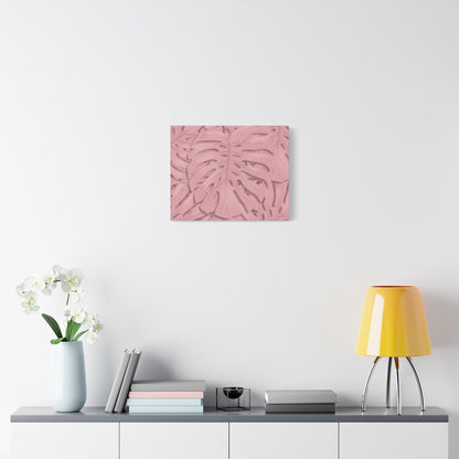 Soft Pink Monstera Canvas Print – Botanical Wall Art