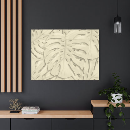 Beige Monstera Canvas Print – Botanical Wall Art