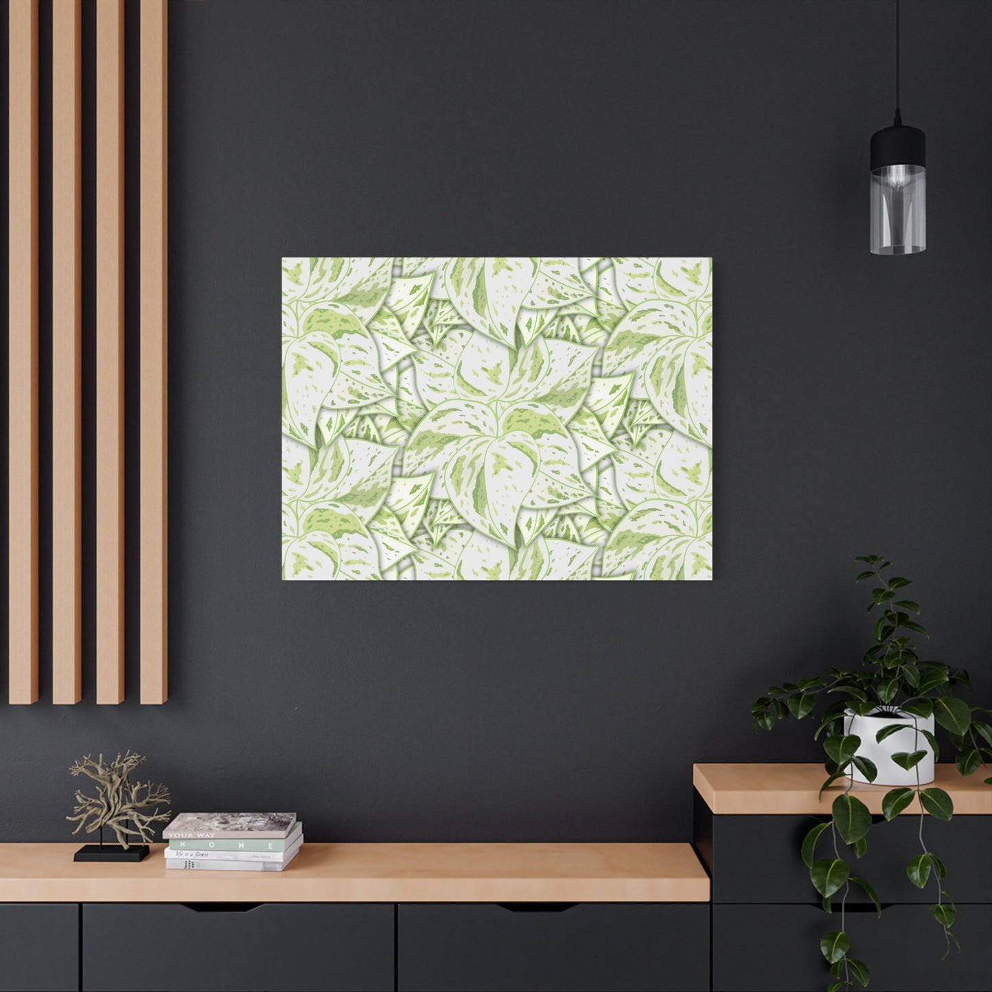 Snow Queen Pothos Pattern Canvas Print – Botanical Wall Art