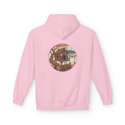 Hoodie — “Love is a Universal Language” Cozy Retro Cabin Graphic Hoodie
