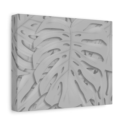Soft Grey Monstera Canvas Print – Botanical Wall Art