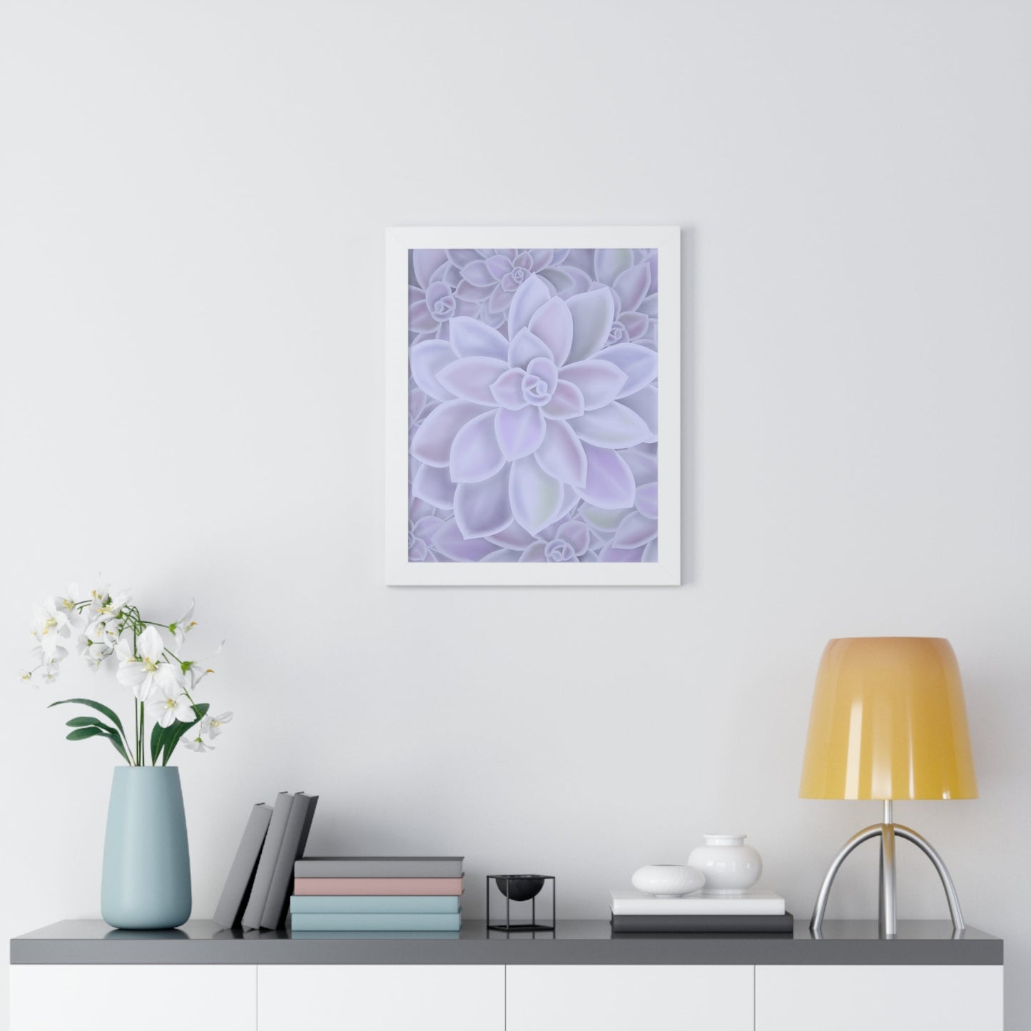 Graptopetalum Murasaki Succulent Pattern Framed Print – Botanical Wall Art