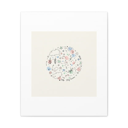 Doodle Circle Line Drawing Matte Canvas, Hand-Drawn Sketch Art