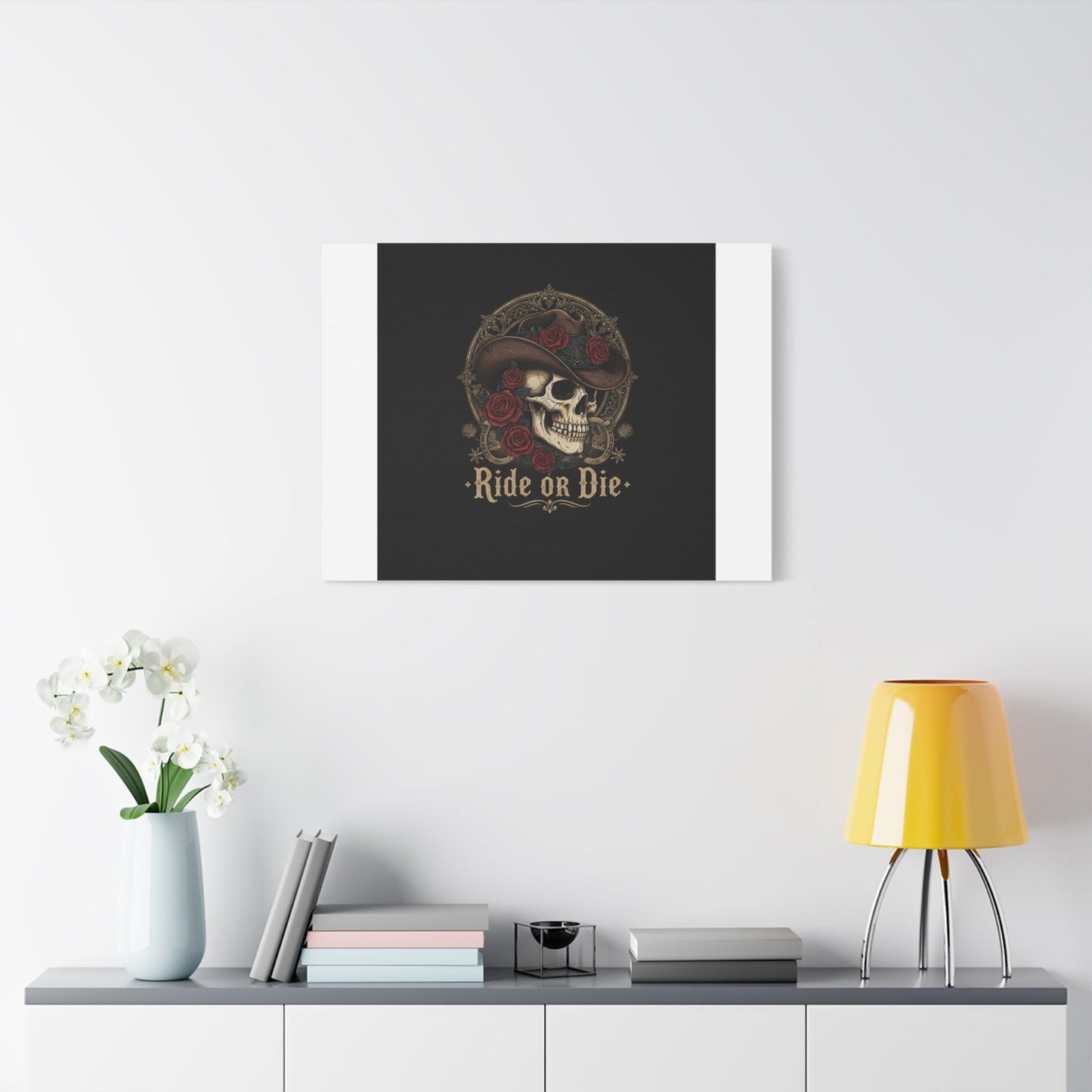 Ride or Die Skull Canvas | Western Skull Art, Gothic Americana