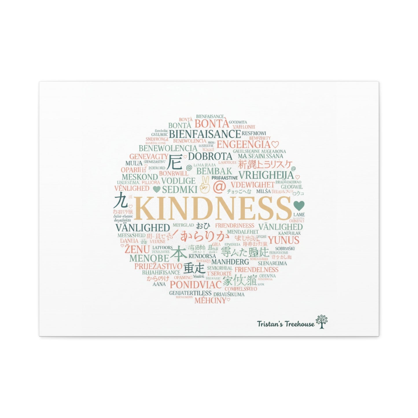 Kindness Word Cloud Canvas | Fresh Start Minimalist Wall Art