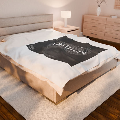 Gratitude Typography Velveteen Plush Blanket | pastel tiny treats, cozy micro-indulgence