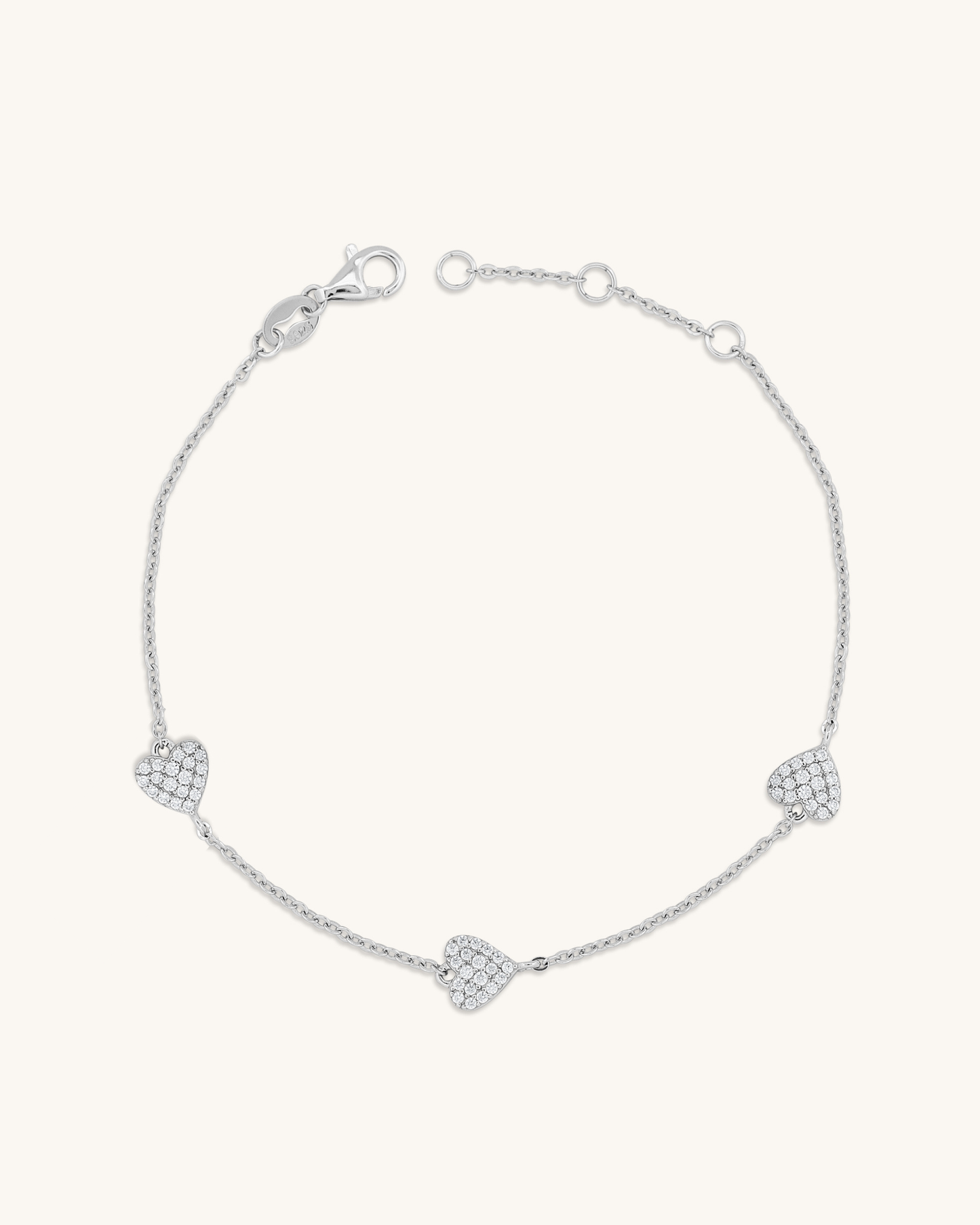 Triple Pave Hearts Bracelet