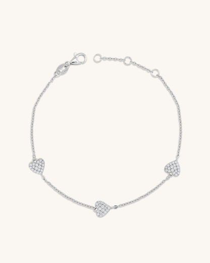 Triple Pave Hearts Bracelet