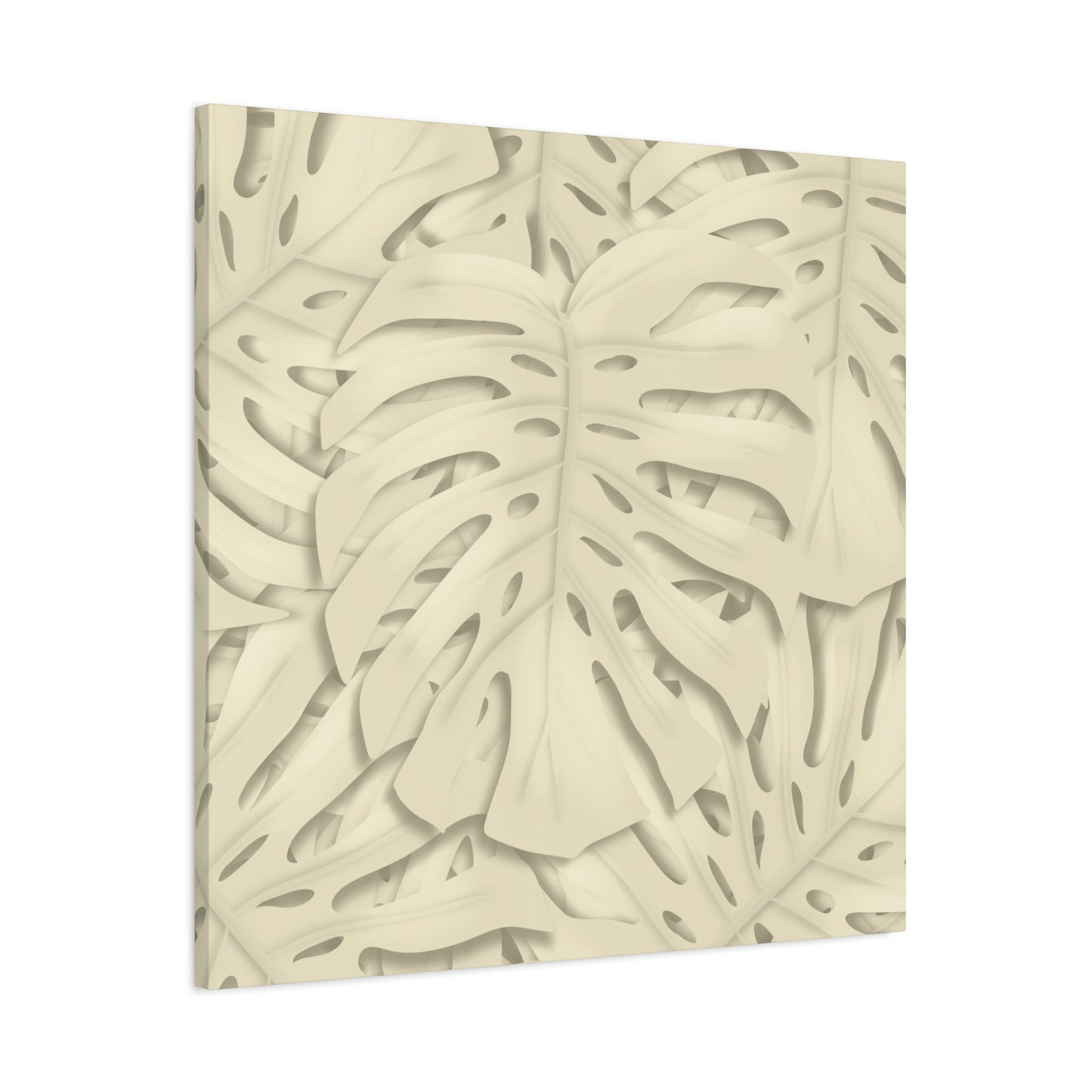 Beige Monstera Canvas Print – Botanical Wall Art