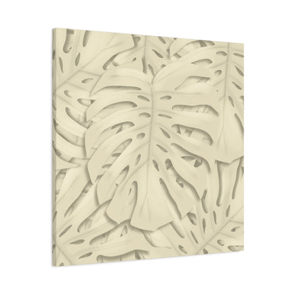 Beige Monstera Canvas Print – Botanical Wall Art