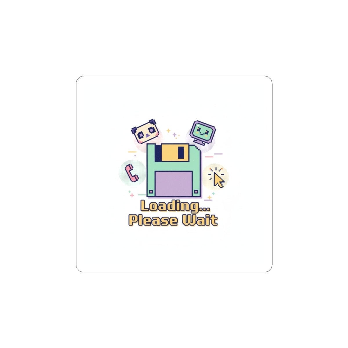 Loading Please Wait Floppy Disk Sticker | Old Internet Aesthetic, 90s Web Nostalgia