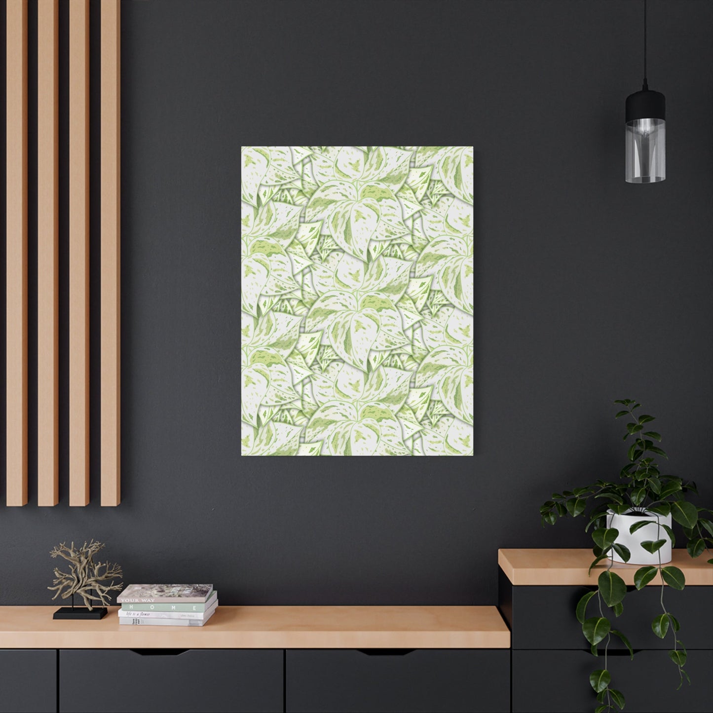 Snow Queen Pothos Pattern Canvas Print – Botanical Wall Art