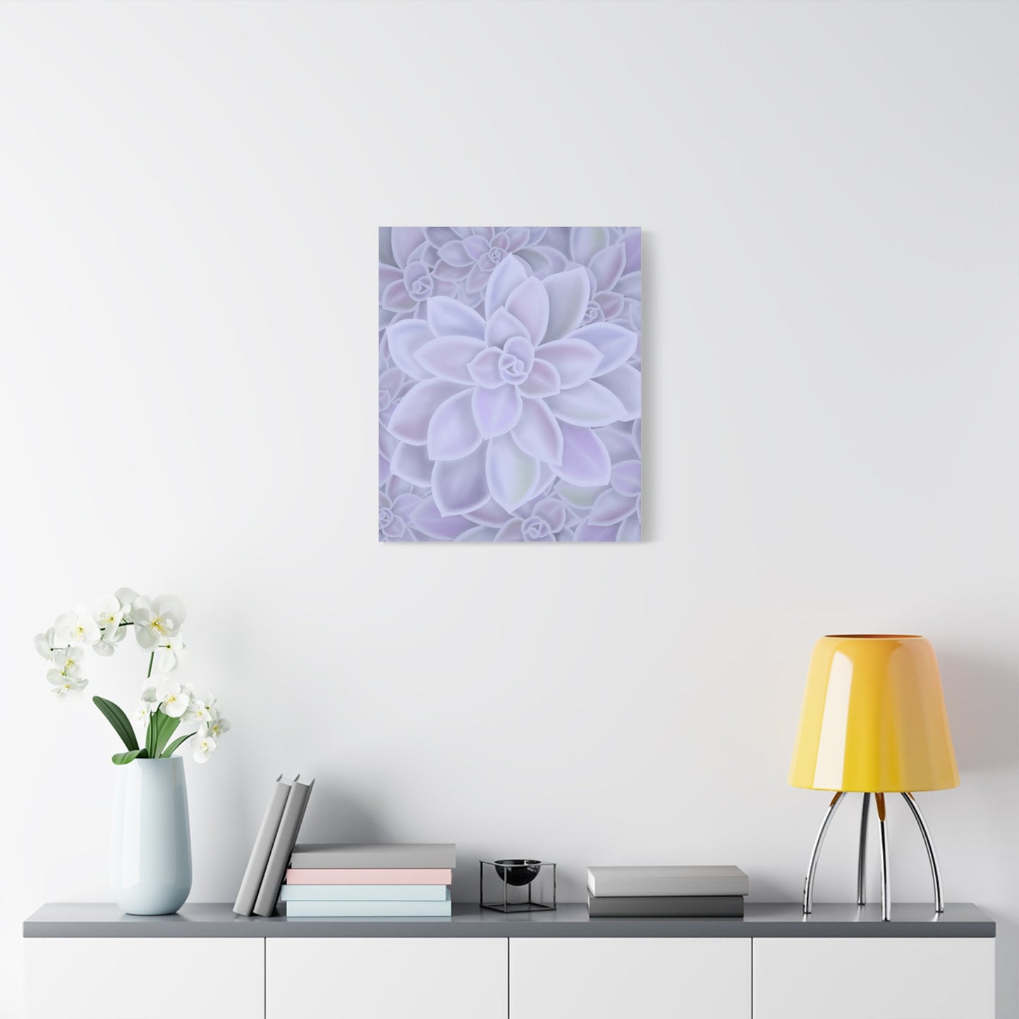 Graptopetalum Murasaki Succulent Pattern Canvas Print – Botanical Wall Art