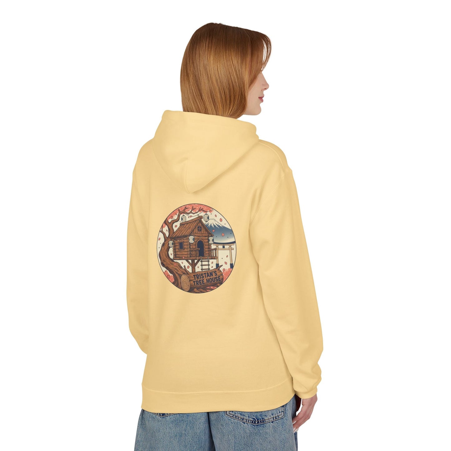 Hoodie — “Love is a Universal Language” Cozy Retro Cabin Graphic Hoodie