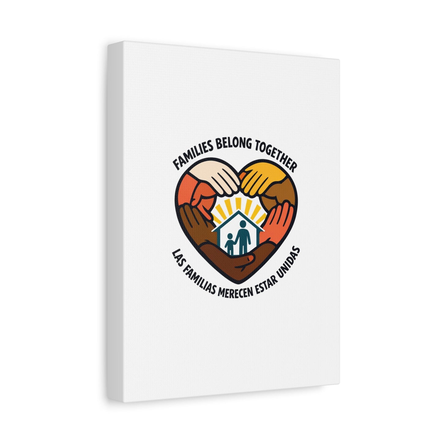 Families Belong Together Canvas, family unity solidarity, bilingual inclusive decor