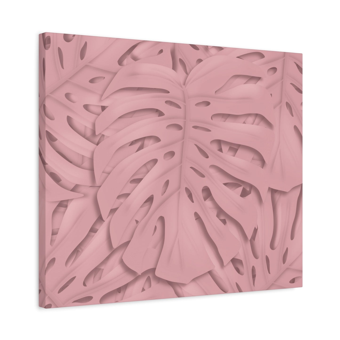 Soft Pink Monstera Canvas Print – Botanical Wall Art