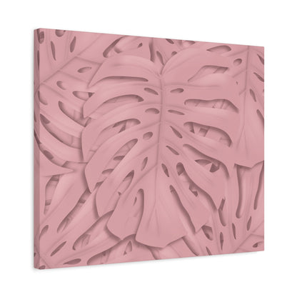 Soft Pink Monstera Canvas Print – Botanical Wall Art