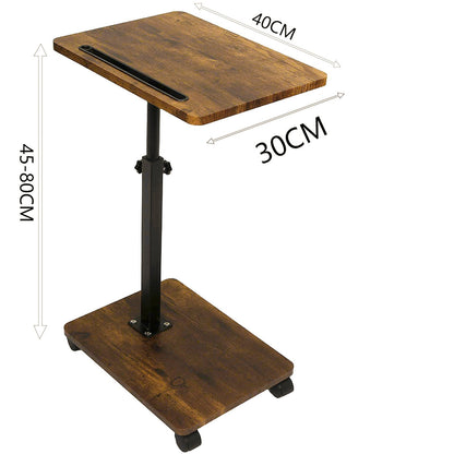 Adjustable Roller Movable Wood Table With Groove For Ipad F360 Rotating Tabletop Mobile Stand Home Office Tray Standing Rolling