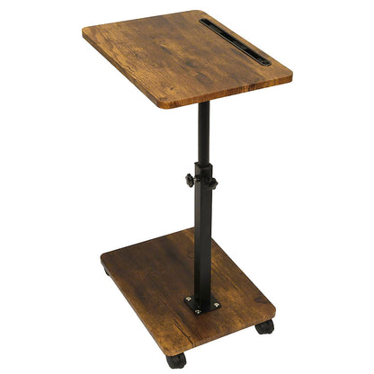 Adjustable Roller Movable Wood Table With Groove For Ipad F360 Rotating Tabletop Mobile Stand Home Office Tray Standing Rolling