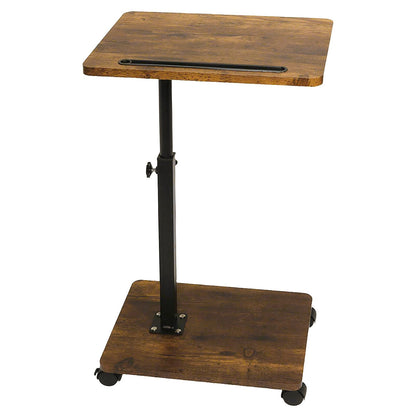 Adjustable Roller Movable Wood Table With Groove For Ipad F360 Rotating Tabletop Mobile Stand Home Office Tray Standing Rolling