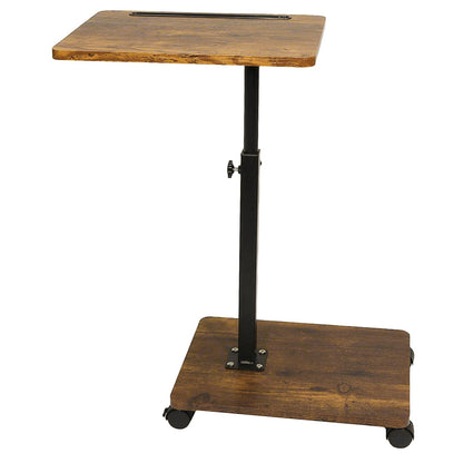 Adjustable Roller Movable Wood Table With Groove For Ipad F360 Rotating Tabletop Mobile Stand Home Office Tray Standing Rolling