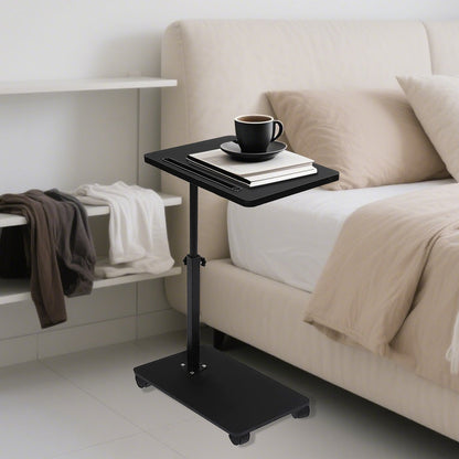 Adjustable Roller Movable Wood Table With Groove For Ipad F360 Rotating Tabletop Mobile Stand Home Office Tray Standing Rolling
