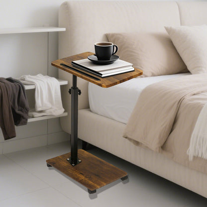 Adjustable Roller Movable Wood Table With Groove For Ipad F360 Rotating Tabletop Mobile Stand Home Office Tray Standing Rolling
