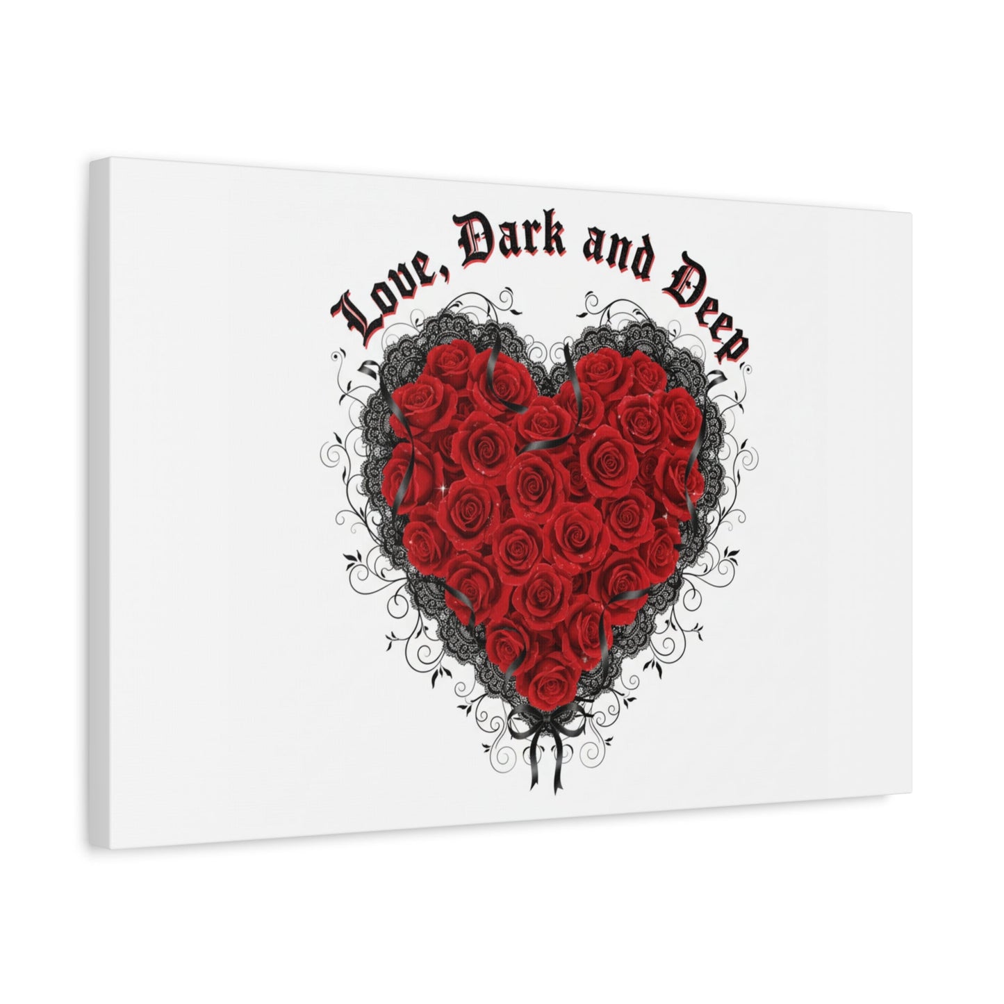 Love Dark and Deep Heart Canvas, Nu Romantic Gothic Romance, 80s Nostalgia