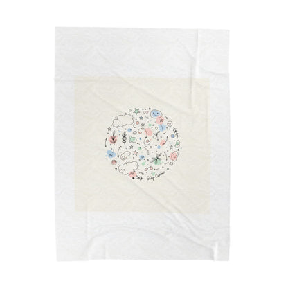 Whimsical Hand-Drawn Doodle Circle Blanket | Sketch Art Velveteen Plush