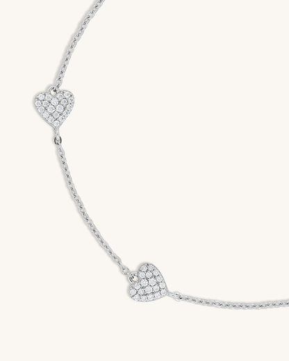Triple Pave Hearts Bracelet