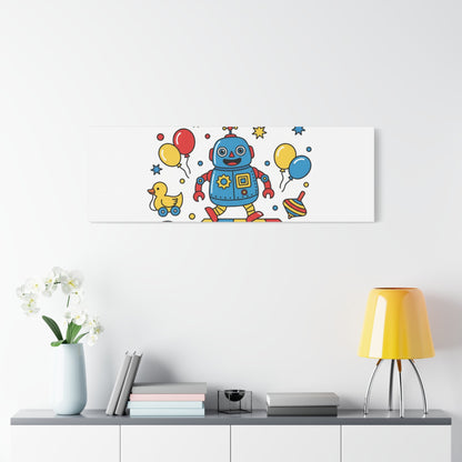 Retro Toy Robot Canvas | Throwback Kid, Primary Color Nostalgia