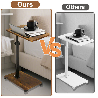 Adjustable Roller Movable Wood Table With Groove For Ipad F360 Rotating Tabletop Mobile Stand Home Office Tray Standing Rolling