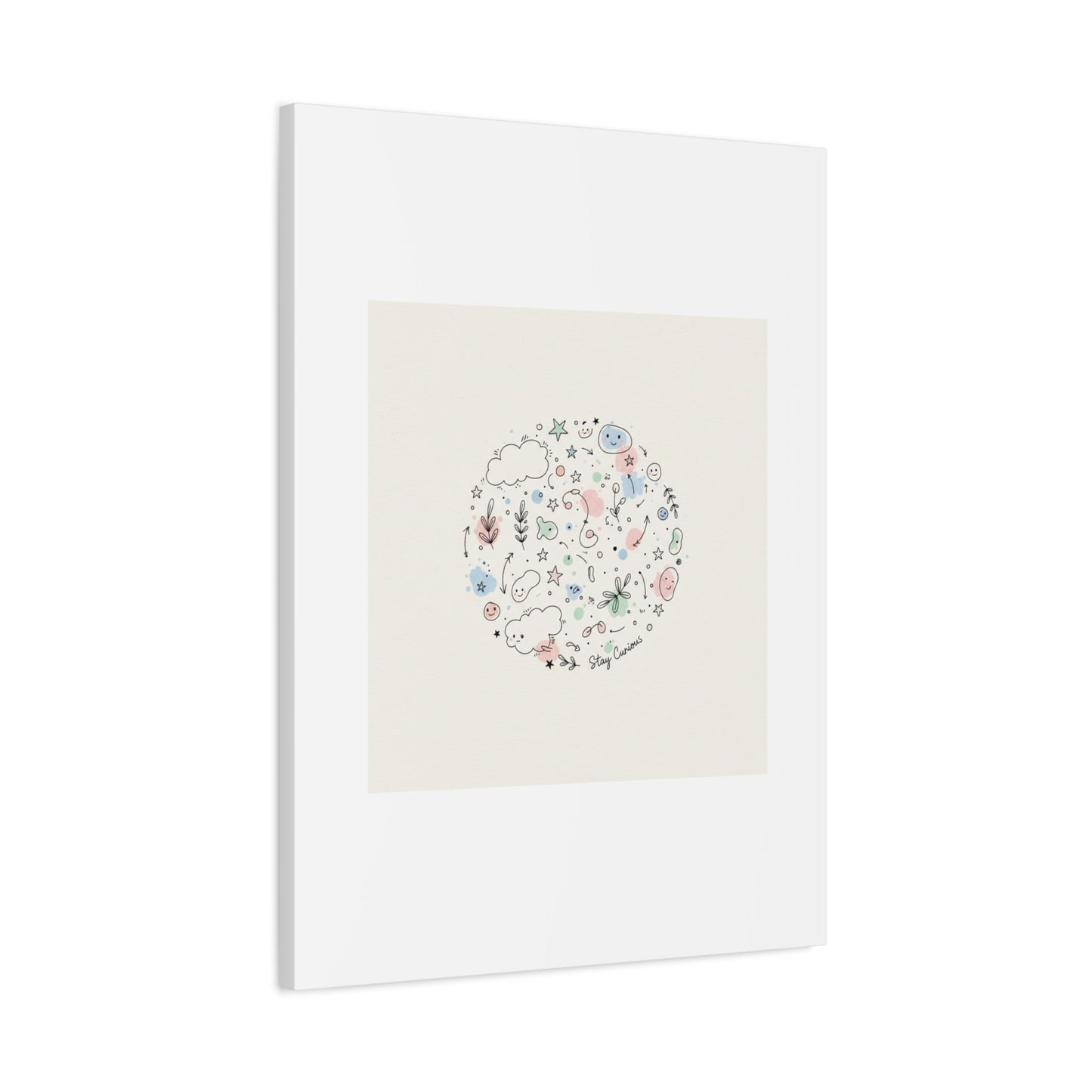 Doodle Circle Line Drawing Matte Canvas, Hand-Drawn Sketch Art