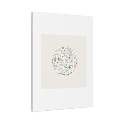 Doodle Circle Line Drawing Matte Canvas, Hand-Drawn Sketch Art