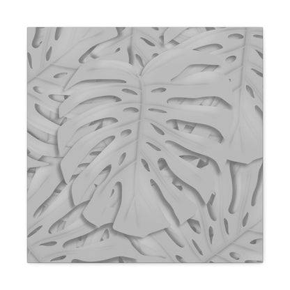 Soft Grey Monstera Canvas Print – Botanical Wall Art