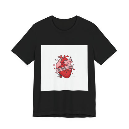 Love Yourself First Tee | anti love graphic, edgy heart shirt