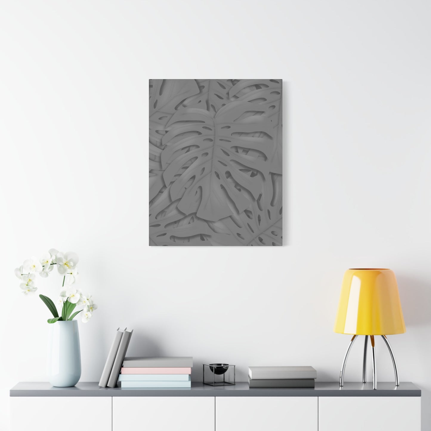 Grey Monstera Canvas Print – Botanical Wall Art