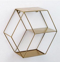 Hexagon Metal Wall Shelf - 3-Tier Industrial Iron Geometric Floating Storage Rack