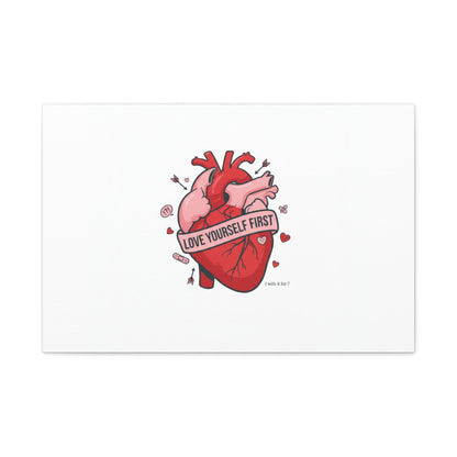 Love Yourself First Canvas, Hearts-with-a-Twist, Anti-Valentine Art