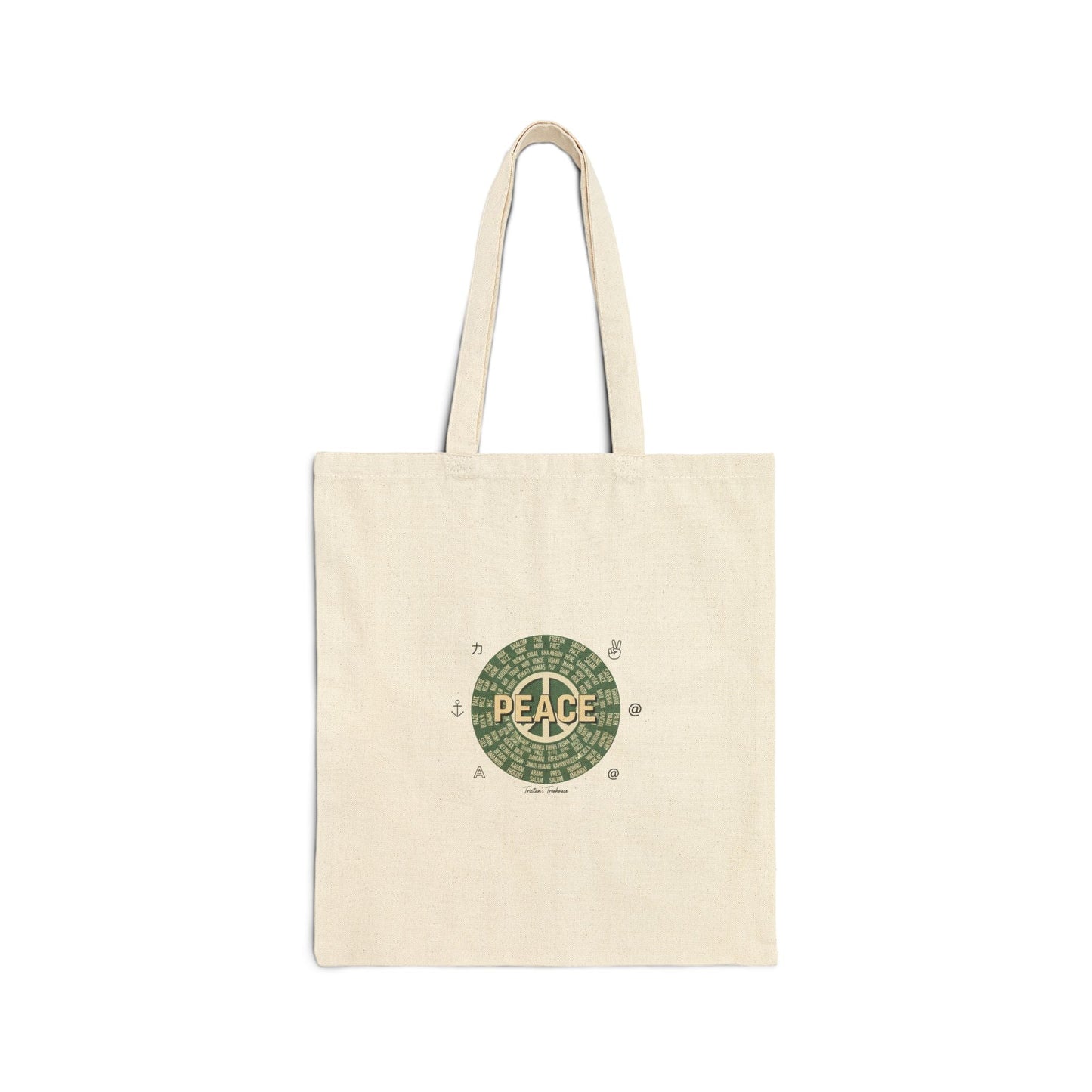 Handwritten 'Peace' Doodle Tote | Sketch Aesthetic Cotton Canvas Tote