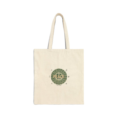 Handwritten 'Peace' Doodle Tote | Sketch Aesthetic Cotton Canvas Tote