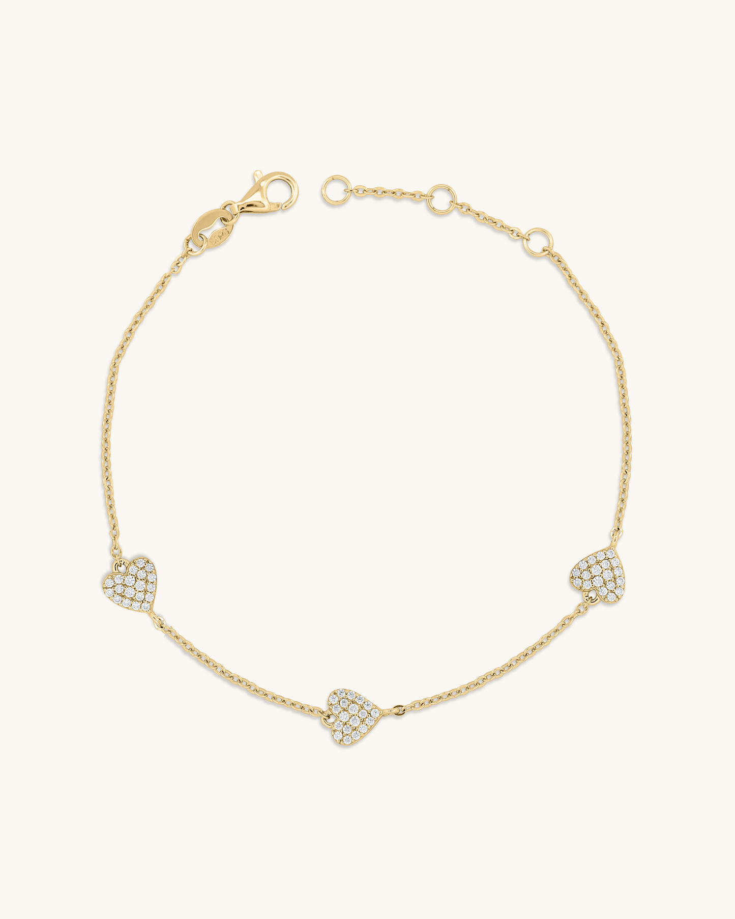 Triple Pave Hearts Bracelet