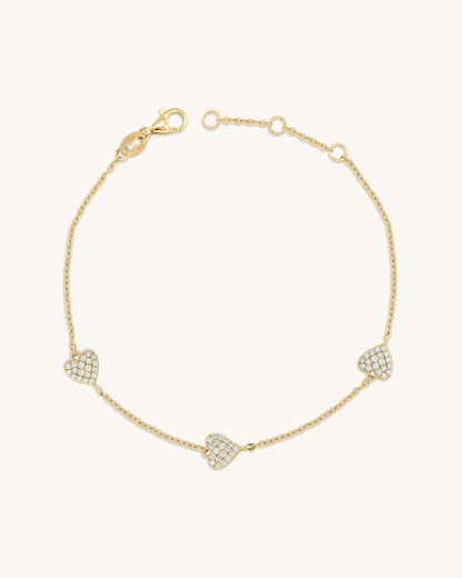 Triple Pave Hearts Bracelet