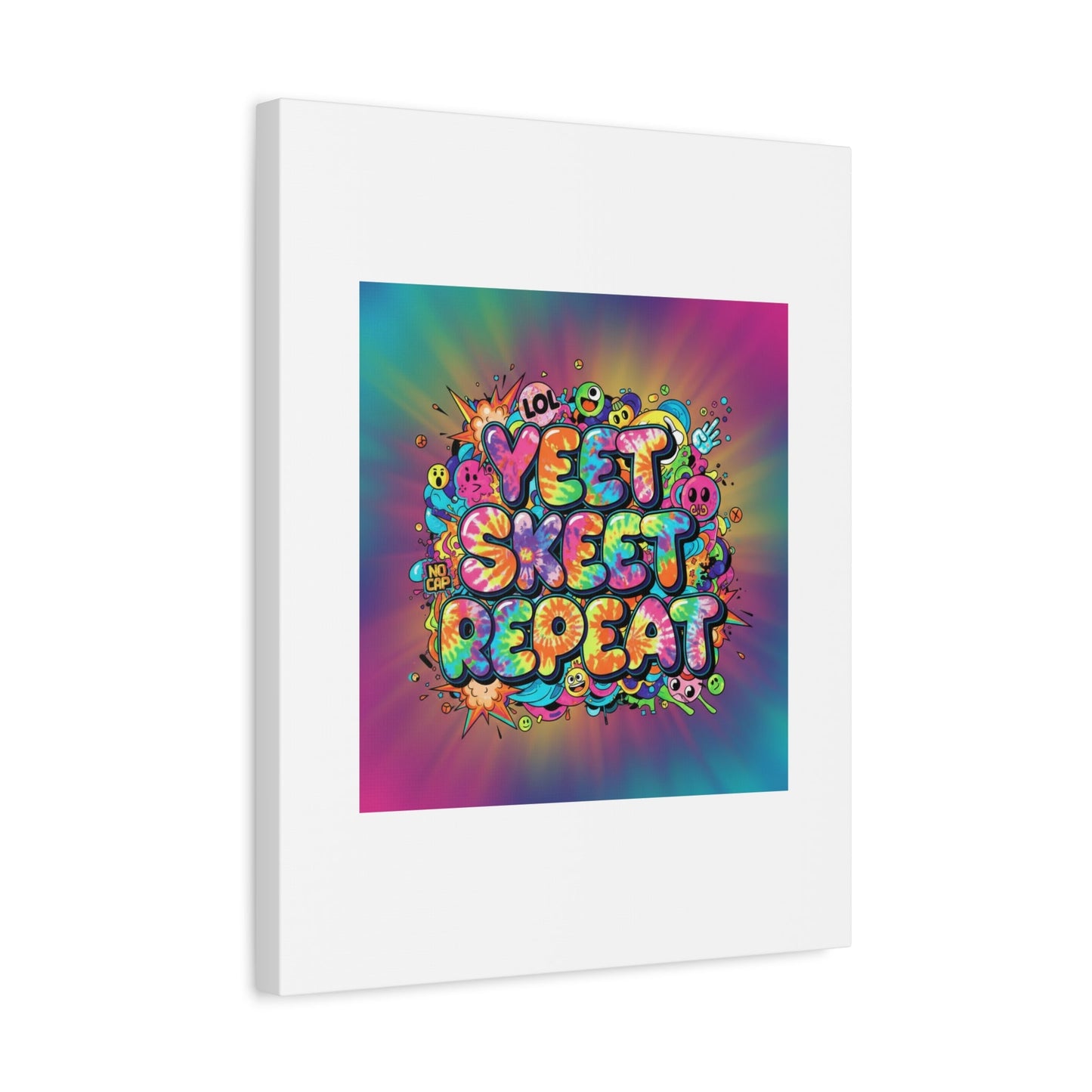 Yeet Skeet Repeat Canvas | Slogan & Glitch Graphic, Meme Phrase Wall Art