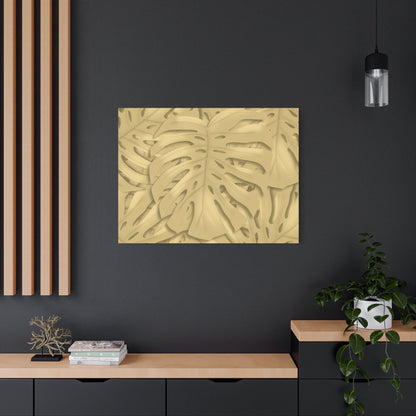 Golden Monstera Canvas Print – Botanical Wall Art