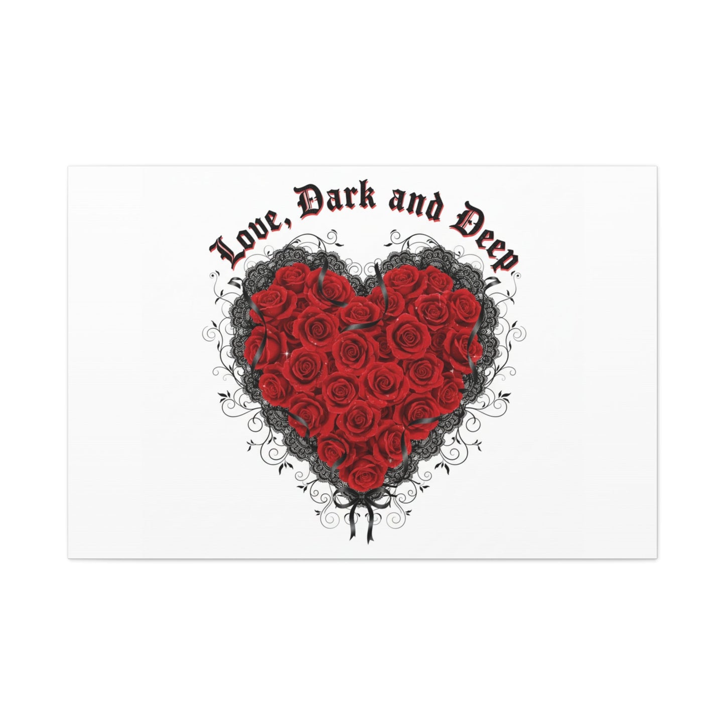 Love Dark and Deep Heart Canvas, Nu Romantic Gothic Romance, 80s Nostalgia