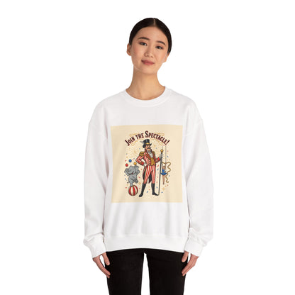 Join the Spectacle Circus Art Print Crewneck Sweatshirt | Vintage Carnival Design, Camp Circus Aesthetic