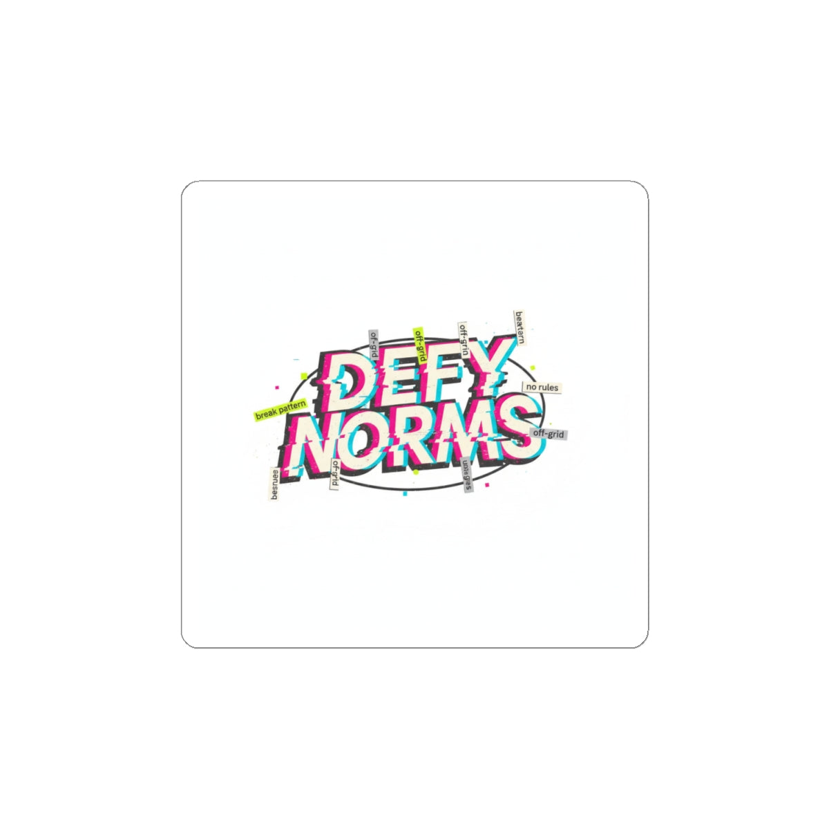 Defy Norms Sticker | Anti-Aesthetic, Glitch Font, Chaotic Design