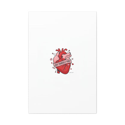 Love Yourself First Canvas, Hearts-with-a-Twist, Anti-Valentine Art